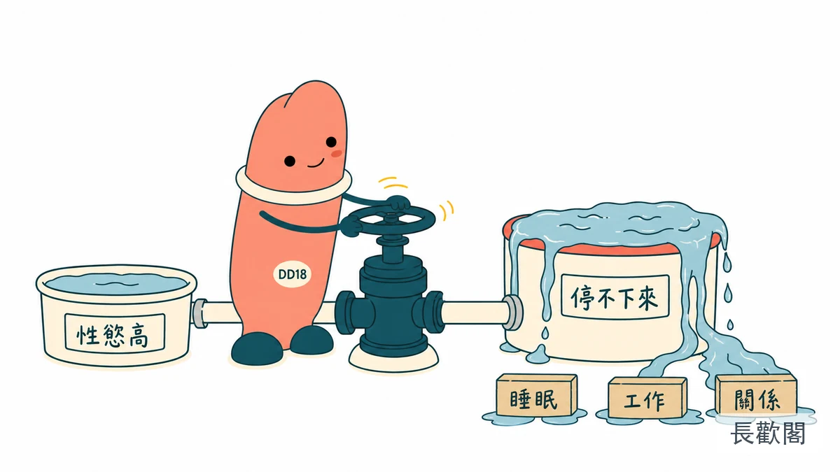 DD18角色整理性慾與生活影響的男性性健康示意圖