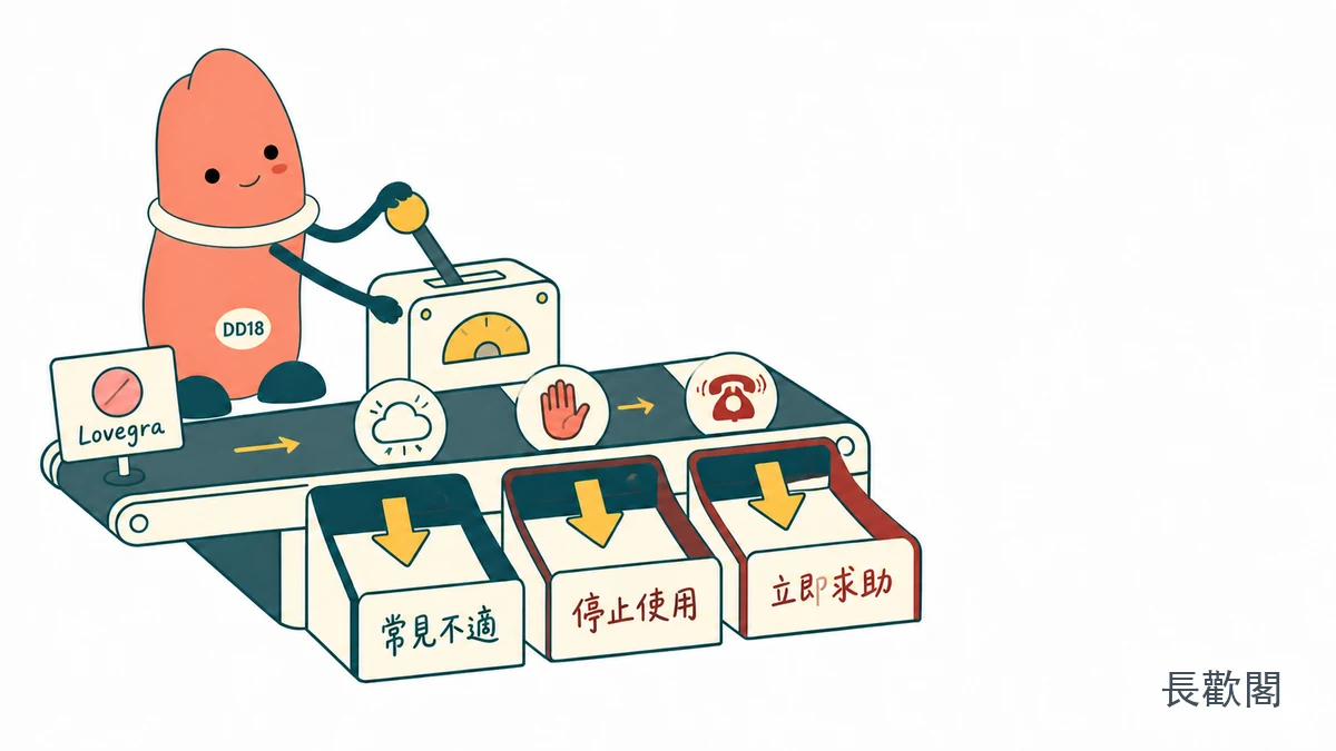 Lovegra 副作用按常見不適、停止使用與立即求助分級