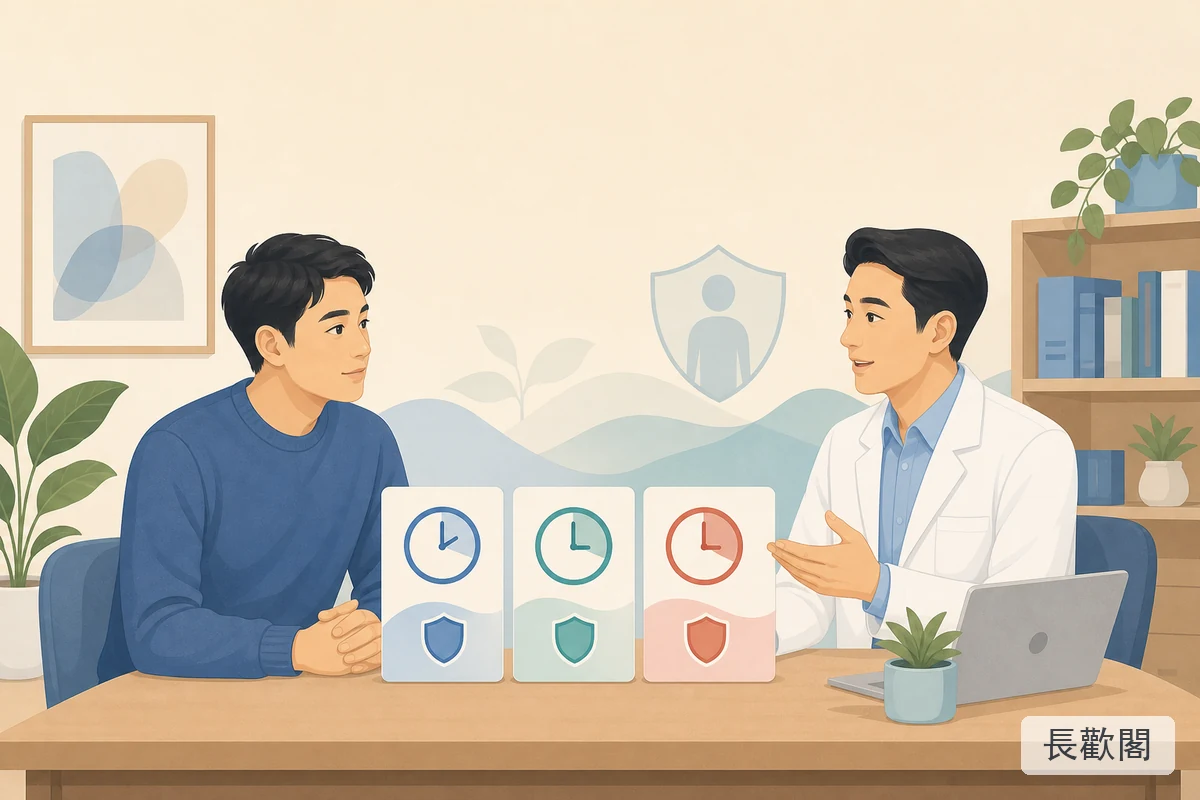 男性健康諮詢情境，協助理解烏地那非、威而鋼與犀利士的差異