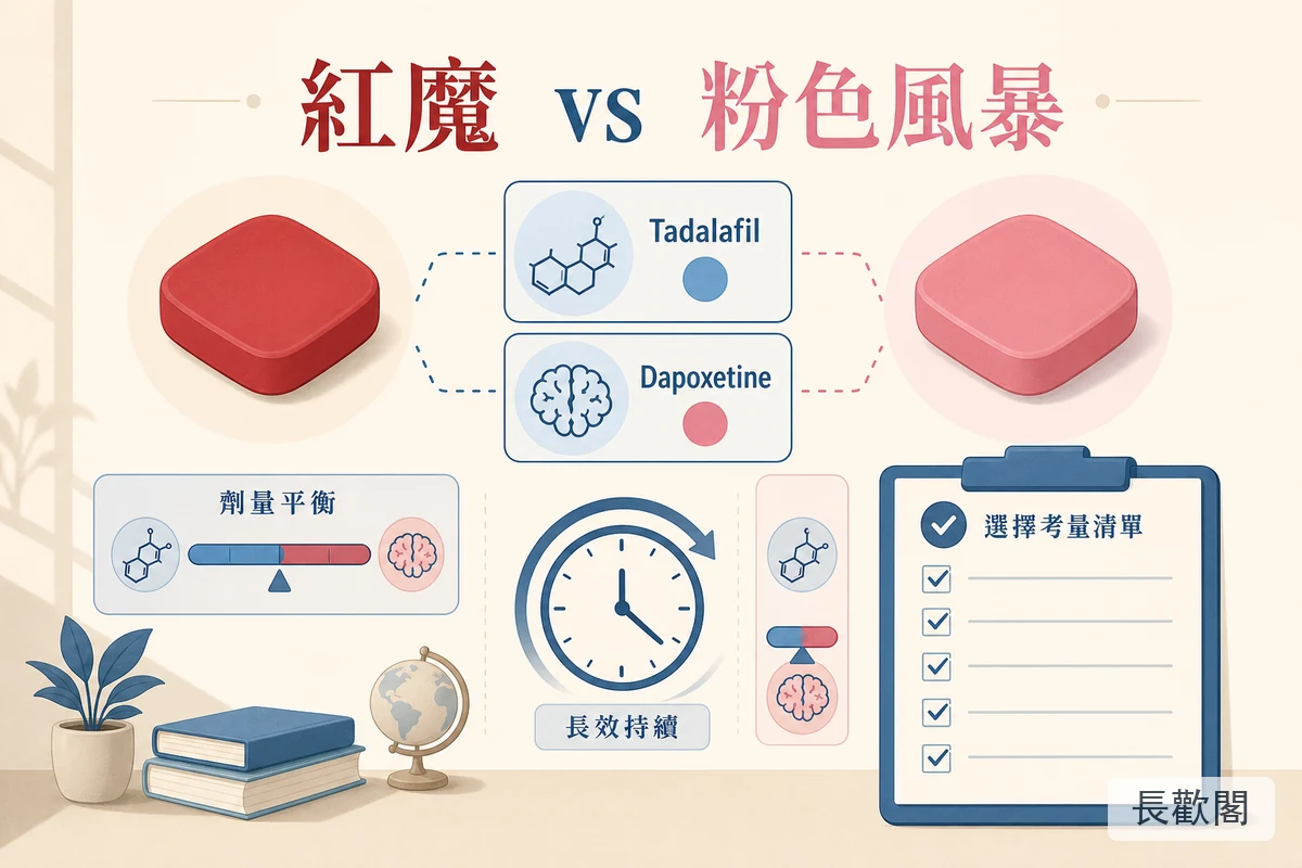 紅魔犀利士雙效和粉色風暴成分比例比較
